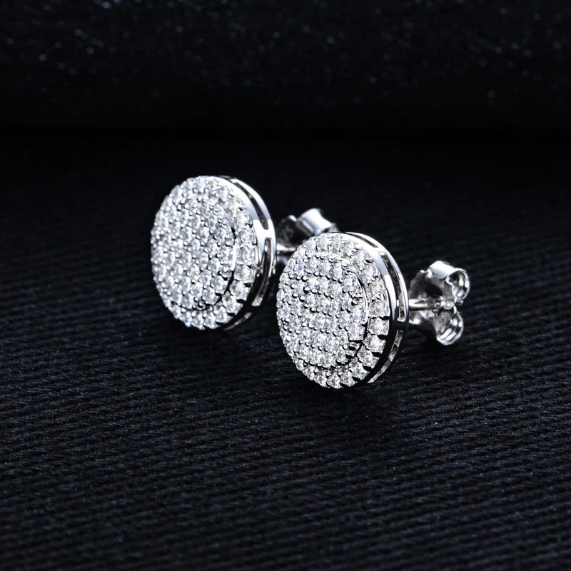 MossanRappr 0.9cttw Moissanite Bling Orecchini rotondi in argento sterling 925 Moda Gioielli Hip Hop Regali per donne e uomini