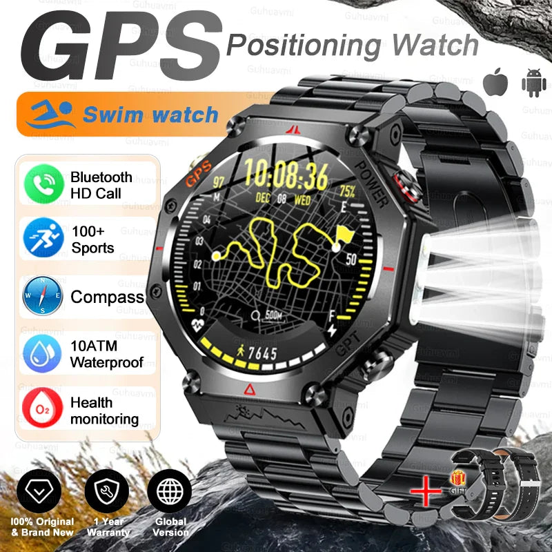T-Rex 3 Grado Ultra Militare GPS Astuto Della Vigilanza 10ATM Bussola Impermeabile Altimetro Barometrico AMOLED Uomini HD Chiamata Sport Smartwatch