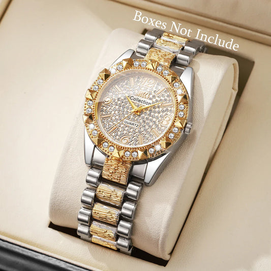 Orologi da donna con diamanti di lusso Orologio da polso al quarzo da donna con quadrante arabo alla moda Reloj Mujer Orologio da ragazza regalo (senza scatola)