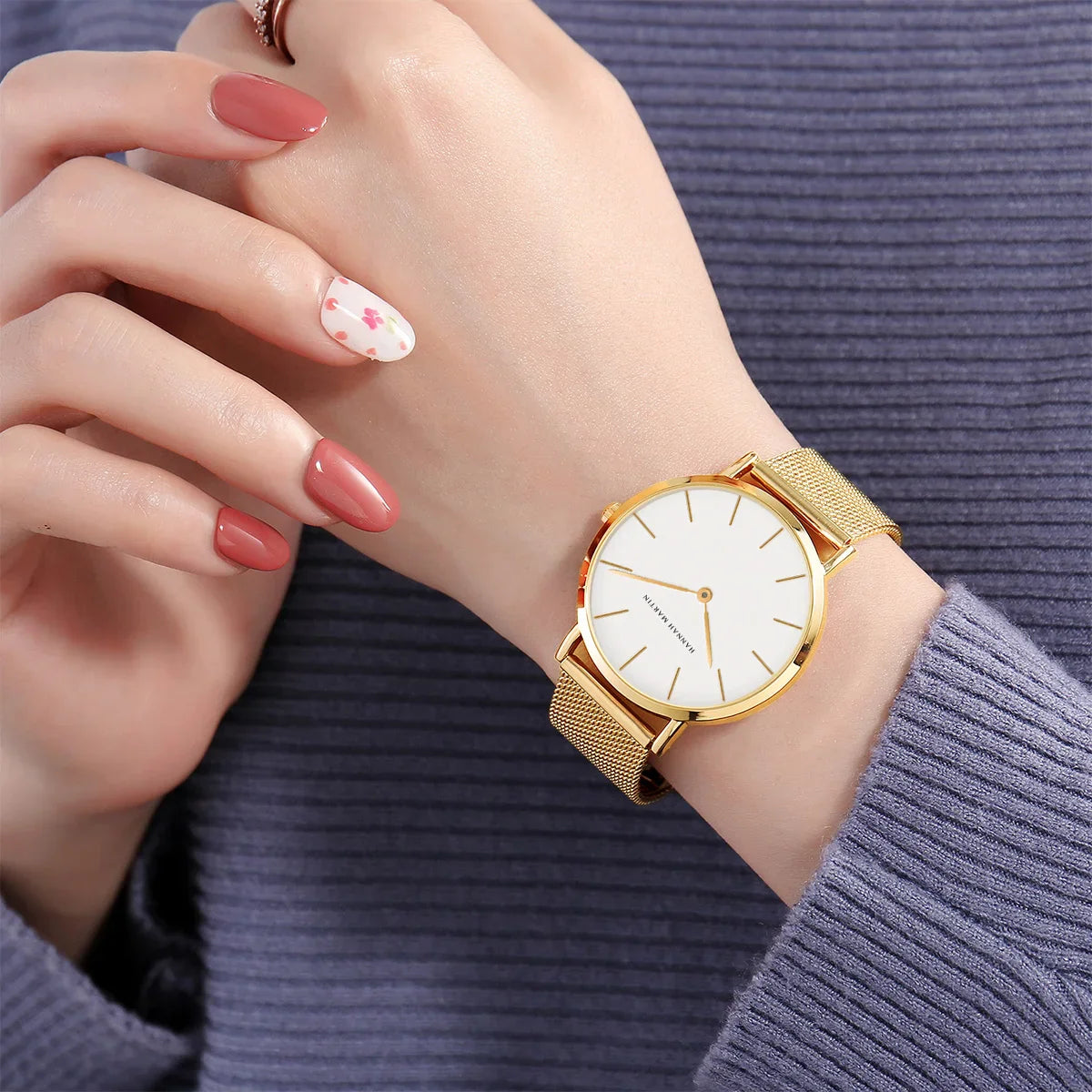 HANNAH MARTIN Movimento al quarzo giapponese in acciaio inossidabile di qualità del marchio Orologio Dropshipping da donna impermeabile da 36 mm in oro rosa completo
