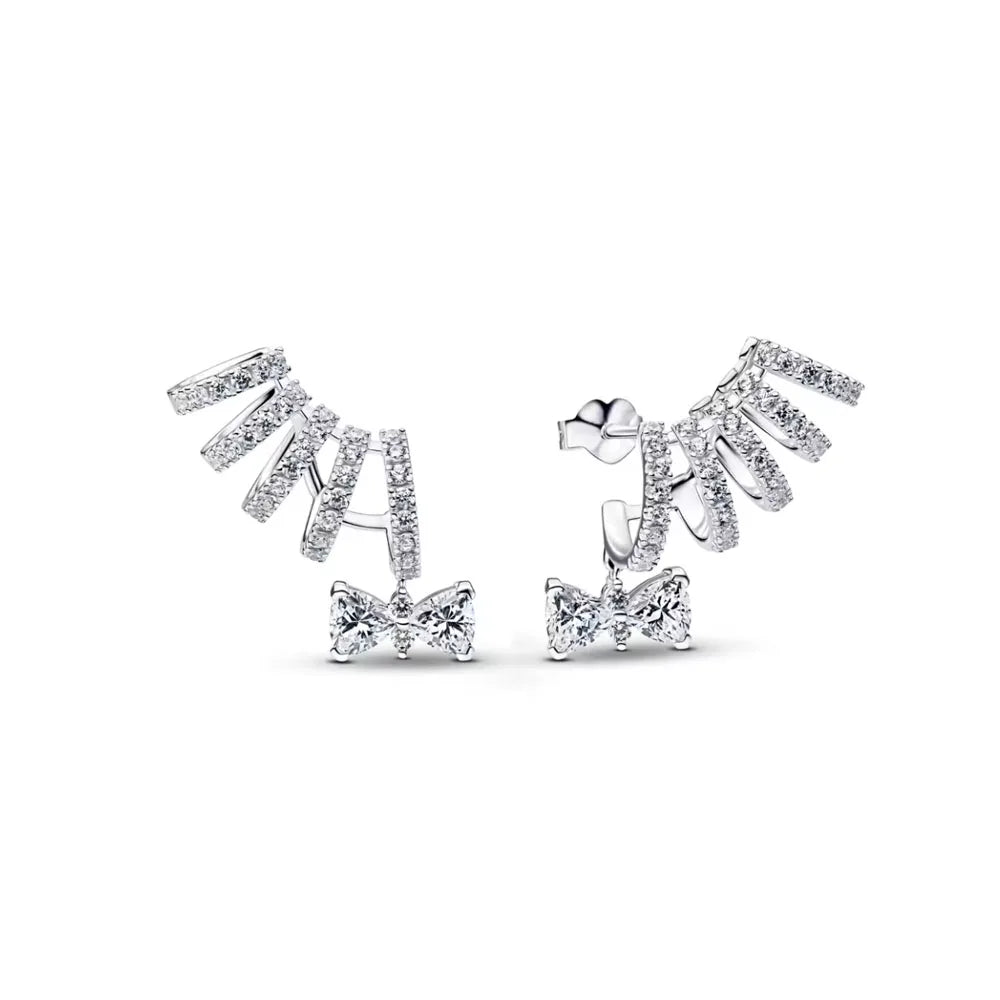 Orecchini e Ciondolo con Zirconi Scintillanti, Combinazione Fiore di Ciliegio e Farfalla, Orecchini in Argento 925, Regalo Ideale per Donne