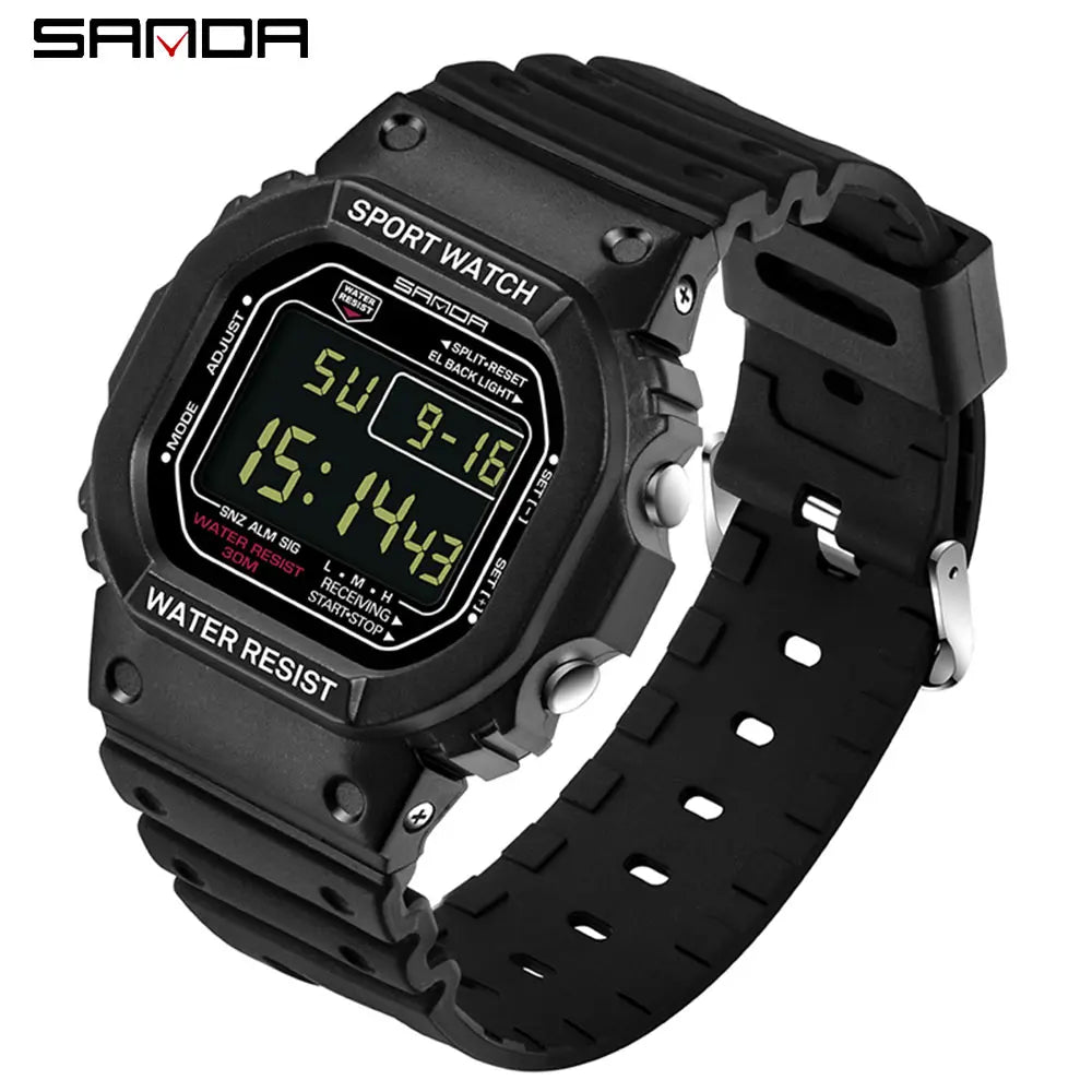 SANDA G Style LED Orologio digitale Unisex Antiurto Impermeabile Orologi sportivi Ragazzo Ragazza Cronometro Orologio elettronico a LED militare