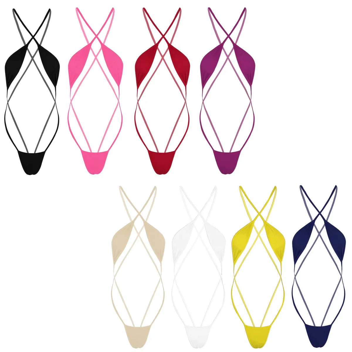 Mini micro bikini Tanga costume da bagno donna bikini set lingerie con spalline incrociate costumi da bagno senza schienale da donna