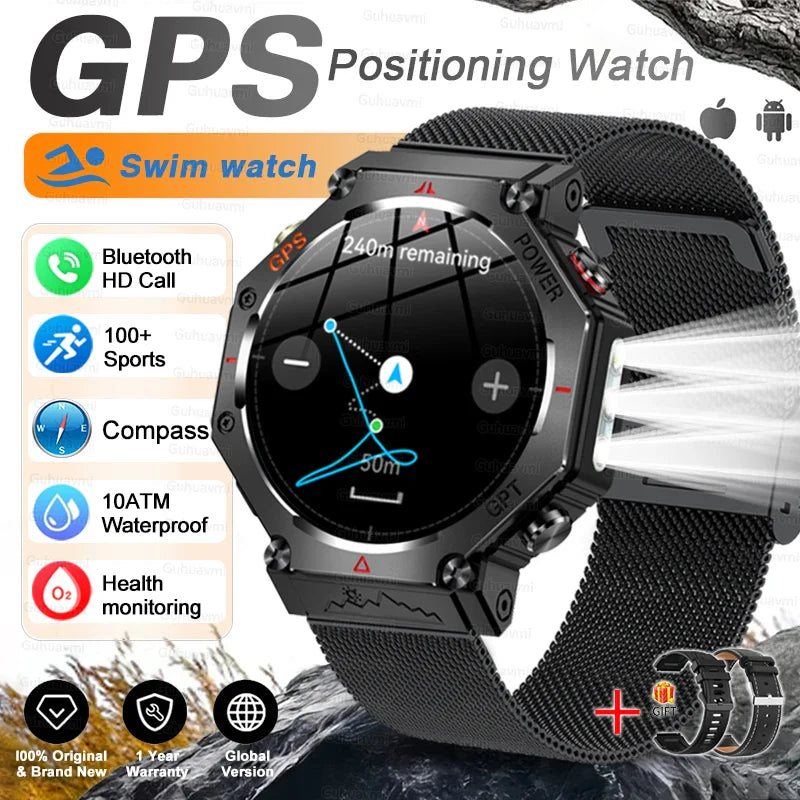 T-Rex 3 Grado Ultra Militare GPS Astuto Della Vigilanza 10ATM Bussola Impermeabile Altimetro Barometrico AMOLED Uomini HD Chiamata Sport Smartwatch