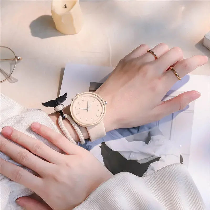 Simple Fashion Makaron Simple Women Watch Ins High Beauty Student uomo e donna Style Round Leisure Vintage orologio da polso al quarzo