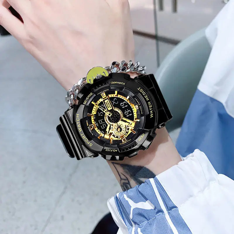 Orologi da uomo di tendenza alla moda, orologio elettronico sportivo multifunzione per giovani