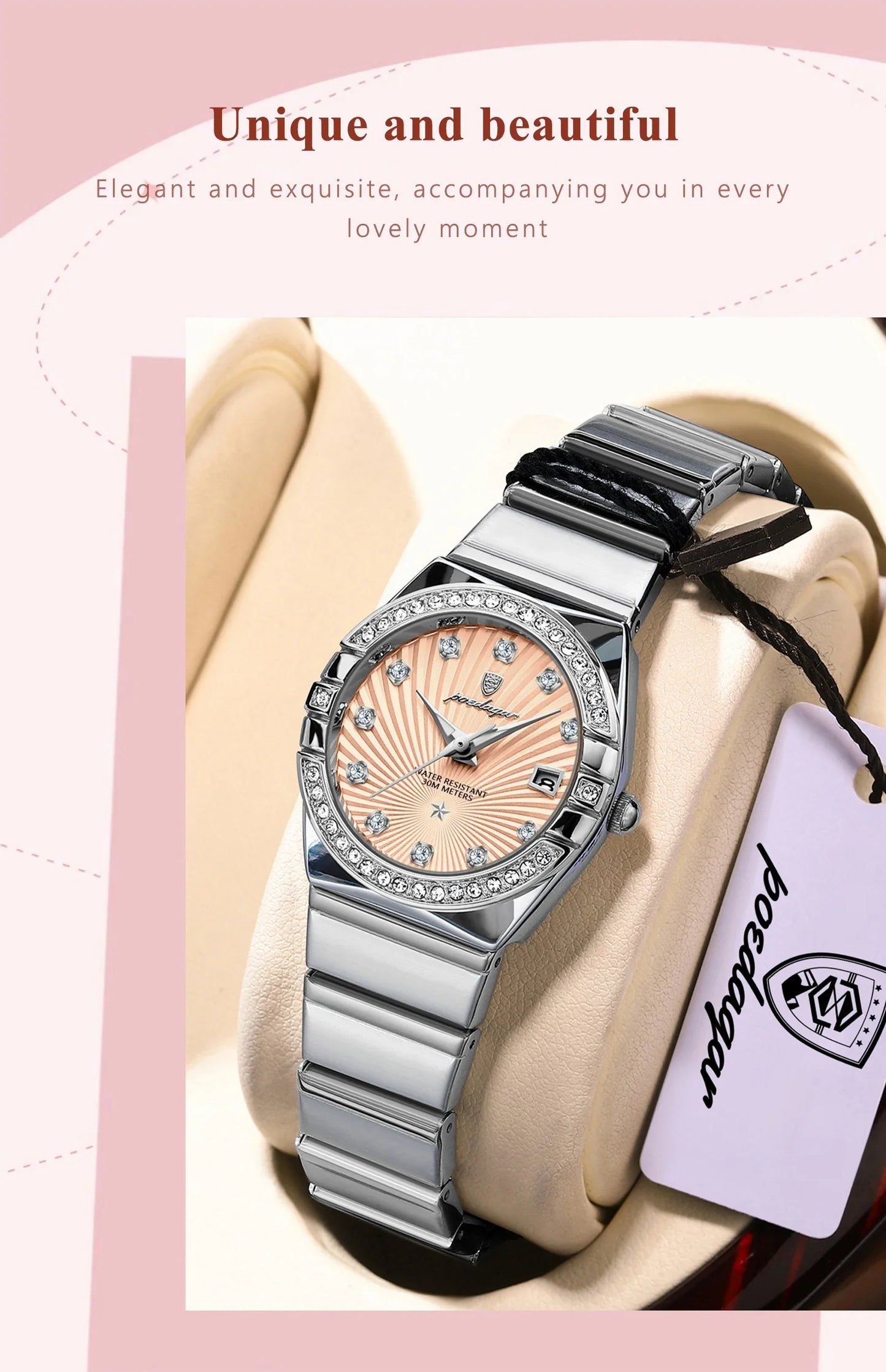 Orologio da donna POEDAGAR, raffinato, impermeabile, luminoso, con datario, in acciaio inossidabile, elegante orologio da polso al quarzo per donna.