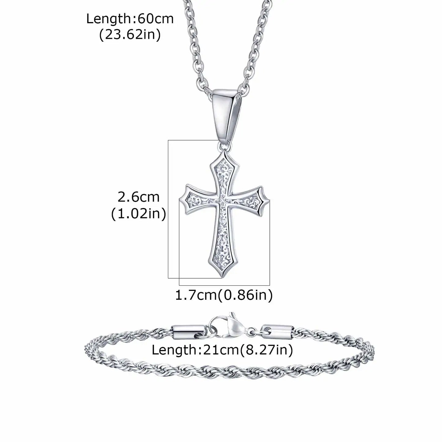 Vnox Set di 2 Pezzi Collana con Ciondolo e Bracciale da Uomo, Set di Gioielli in Acciaio Inossidabile Colore Nero Oro Argento, Regali di Gioielleria alla Moda