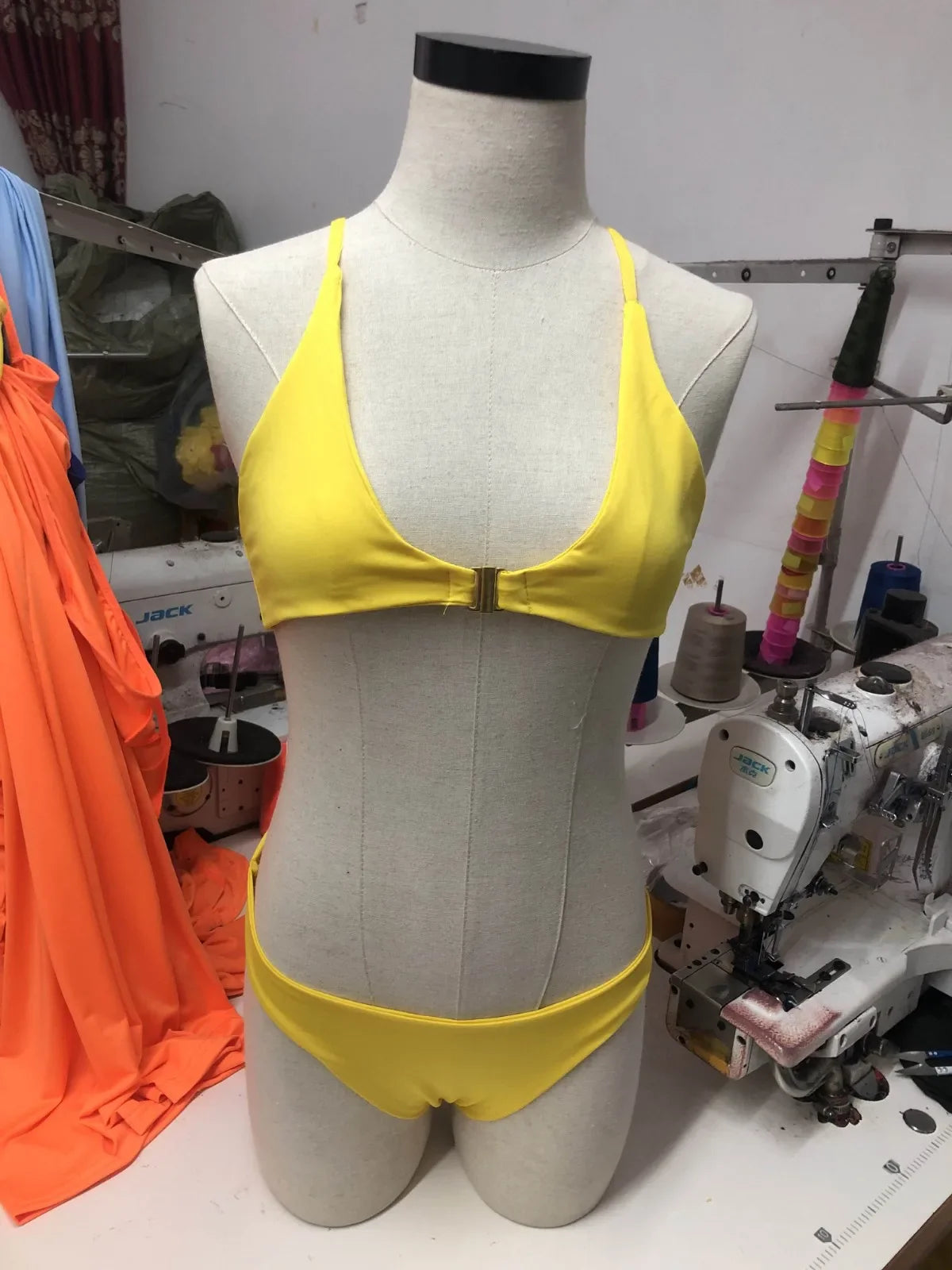 Muslimmuslimlim's Sexy muslimah Fashion tinta unita costumi da bagno donna vita alta Gold Lock Bikini Sexy Beachwear costume da bagno