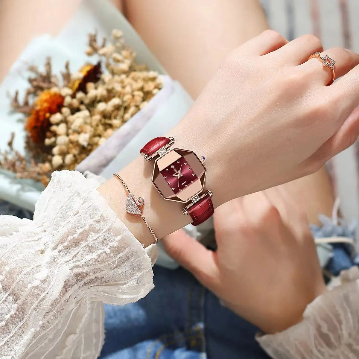 POEDAGAR Orologio da donna di alta qualità Orologi al quarzo in pelle impermeabile per donna Orologio da polso da donna casual di moda di lusso regalo Reloj