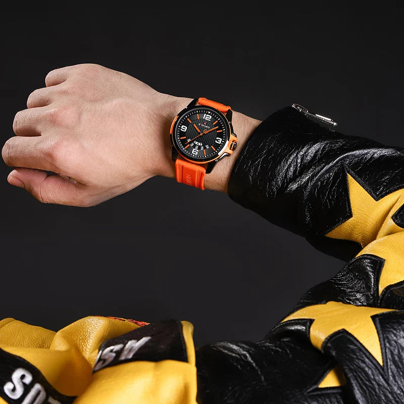 NAVIFORCE Creativo cinturino in TPU orologio da polso maschile moda sportiva 3ATM quarzo impermeabile giorno e data display orologi da uomo Reloj Hombre