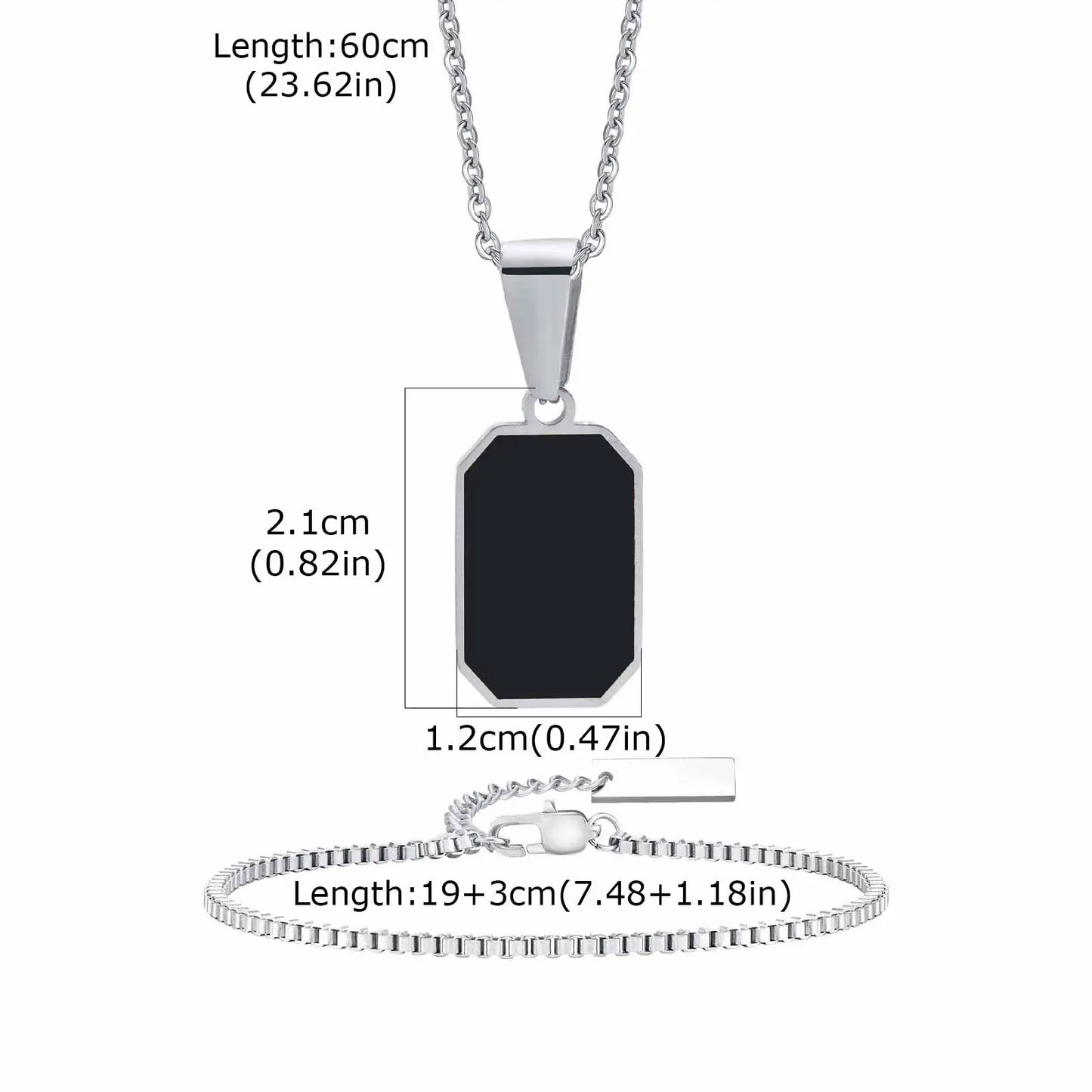 Vnox Set di 2 Pezzi Collana con Ciondolo e Bracciale da Uomo, Set di Gioielli in Acciaio Inossidabile Colore Nero Oro Argento, Regali di Gioielleria alla Moda