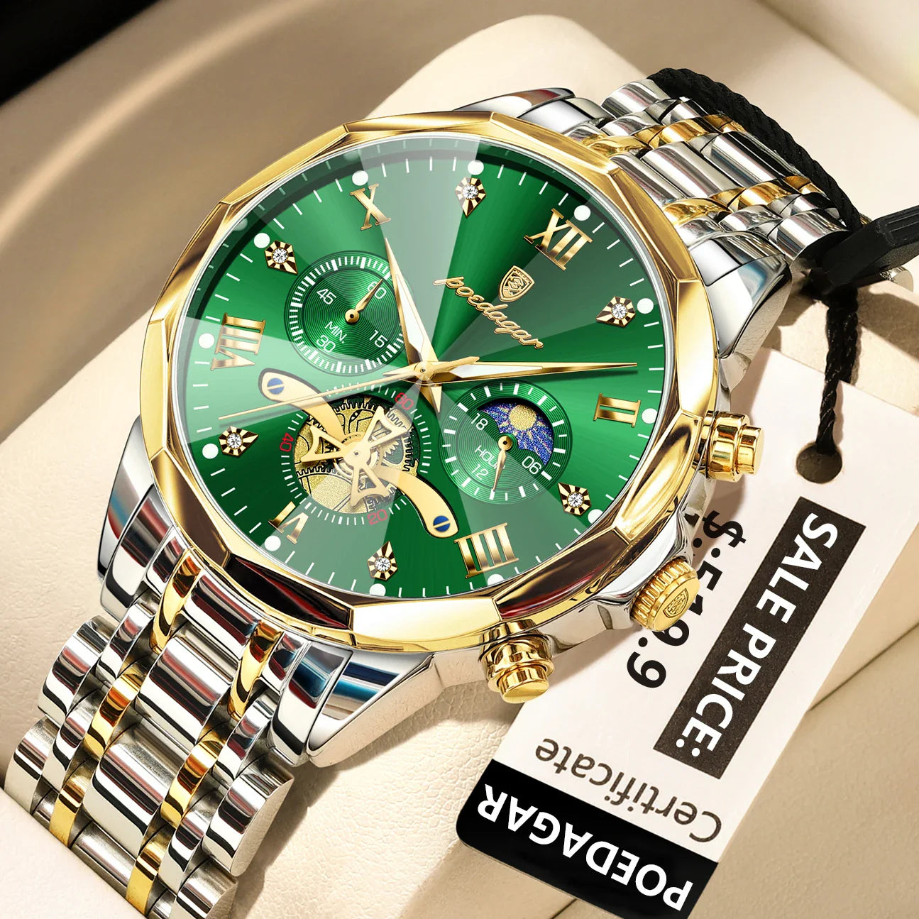 POEDAGAR Orologio da uomo di lusso Top originale impermeabile cronografo luminoso orologio da polso da uomo al quarzo in acciaio inossidabile orologi da uomo Reloj