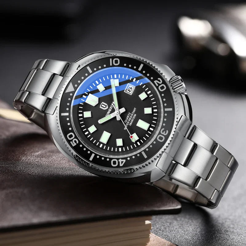 QINGXIYA Orologi al quarzo da uomo di lusso delle migliori marche Cinturino in acciaio inossidabile di alta qualità Orologio sportivo di moda con data luminosa impermeabile