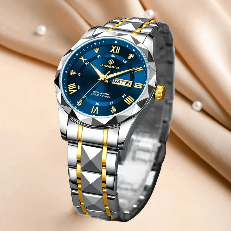 BANGWEI Orologio da donna elegante e lussuoso al quarzo, orologio da polso classico e semplice in acciaio inossidabile, con data automatica, impermeabile, con diamanti