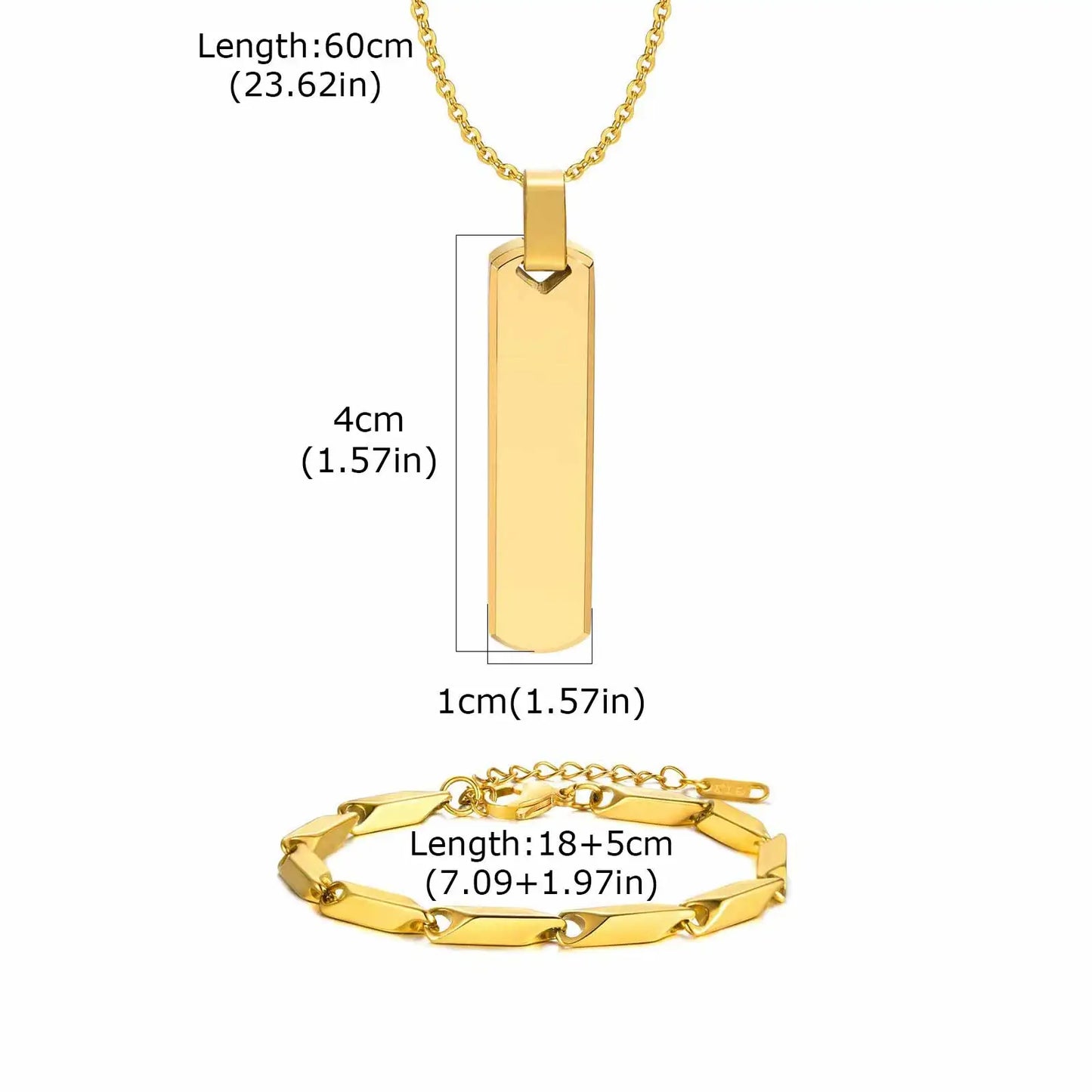 Vnox Set di 2 Pezzi Collana con Ciondolo e Bracciale da Uomo, Set di Gioielli in Acciaio Inossidabile Colore Nero Oro Argento, Regali di Gioielleria alla Moda