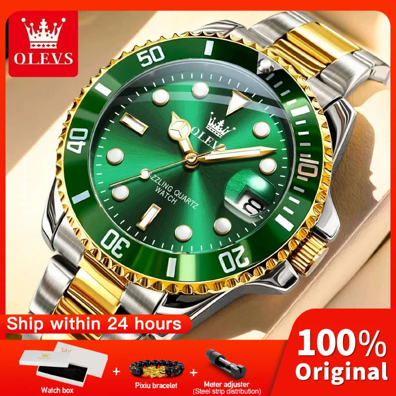 OLEVS 5885 Orologio da uomo Orologio al quarzo impermeabile di marca originale Cinturino in acciaio inossidabile Data automatica Orologi da regalo da uomo per uomo
