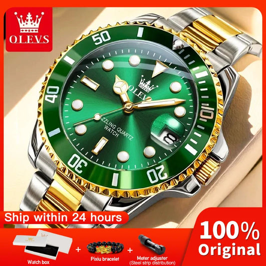 OLEVS 5885 Orologio da uomo Orologio al quarzo impermeabile di marca originale Cinturino in acciaio inossidabile Data automatica Orologi da regalo da uomo per uomo