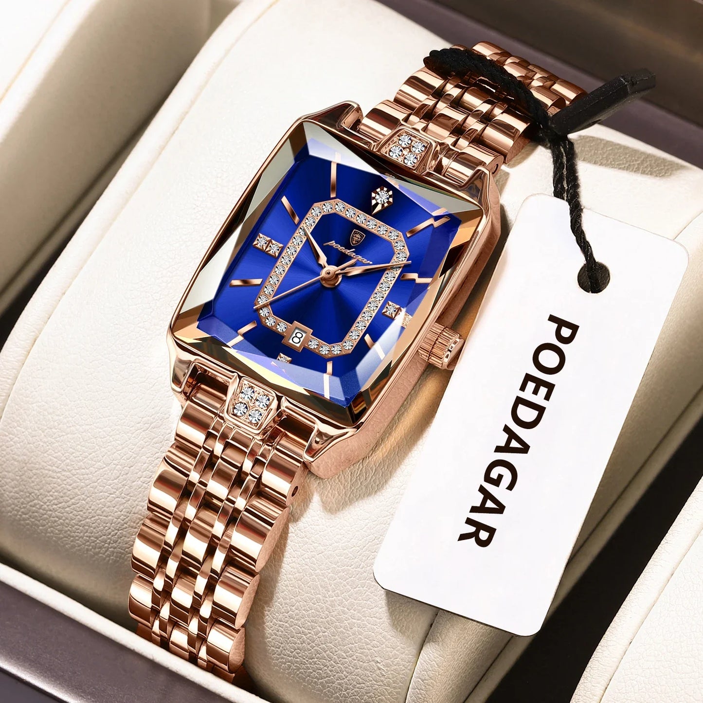 POEDAGAR Orologio da donna di lusso Impermeabile Data Orologio da polso da donna casual di alta qualità Orologio da donna elegante al quarzo in acciaio inossidabile