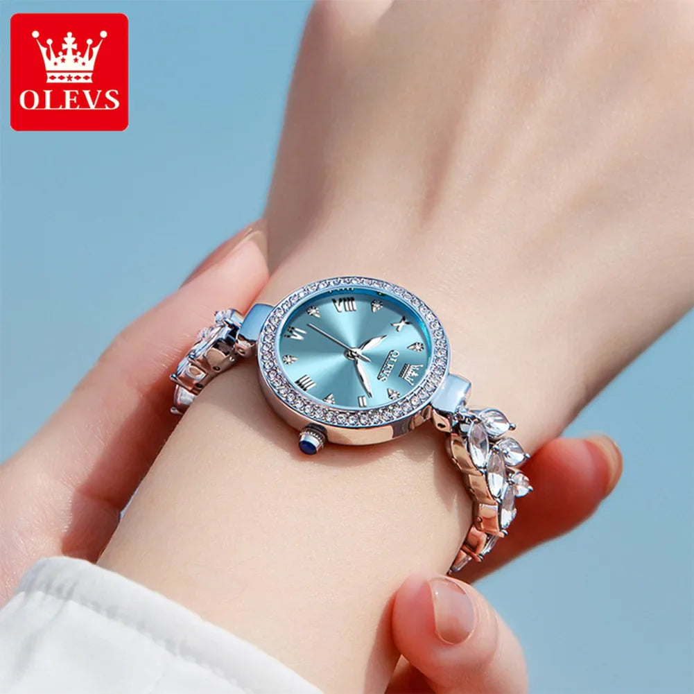 OLEVS 9971 orologio al quarzo per donna scala romana abito elegante orologio da donna moda impermeabile luminoso orologio a mano di lusso originale