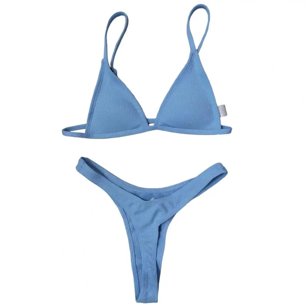 2 pezzi/set bikini da donna sexy set costumi da bagno da donna con cinturino per spaghetti senza fili ad asciugatura rapida