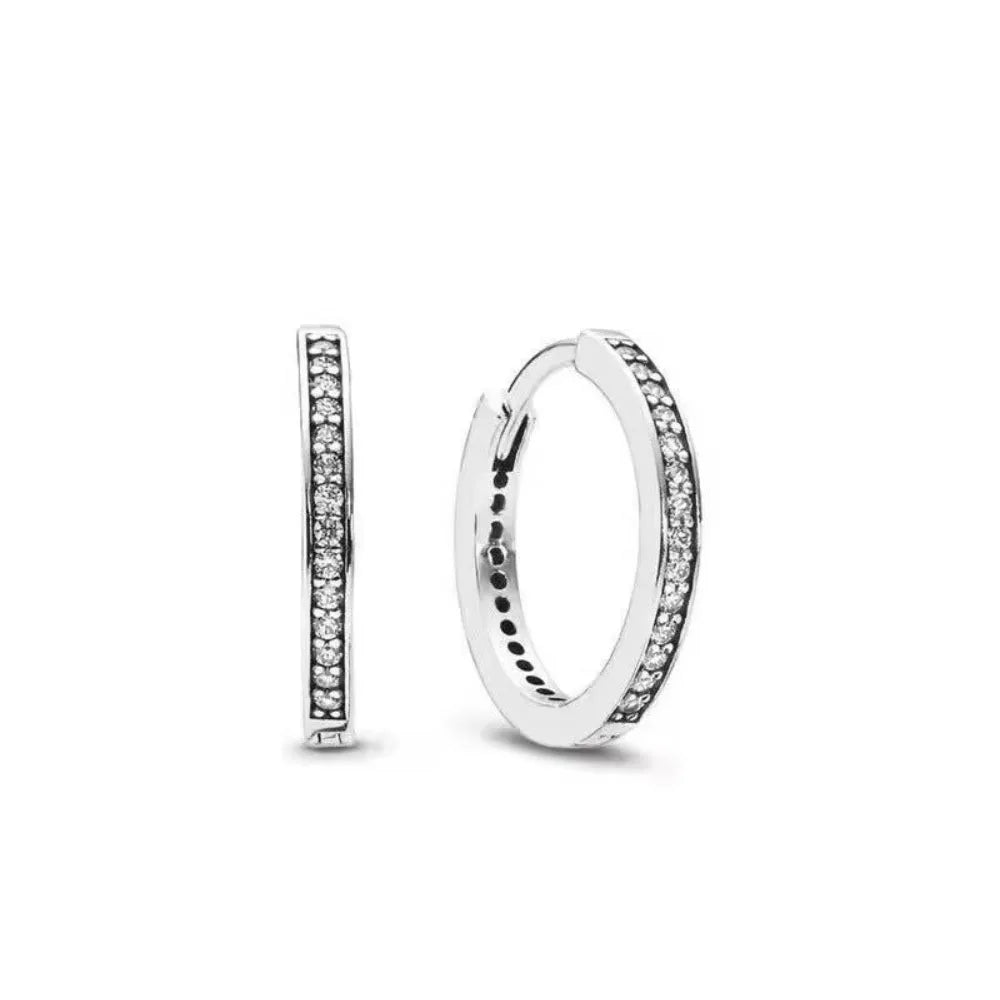 2025 Orecchini a cerchio in cristallo per le donne Orecchini gioielli Farfalla rosa Bule Moon Star Orecchini originali in argento sterling 925