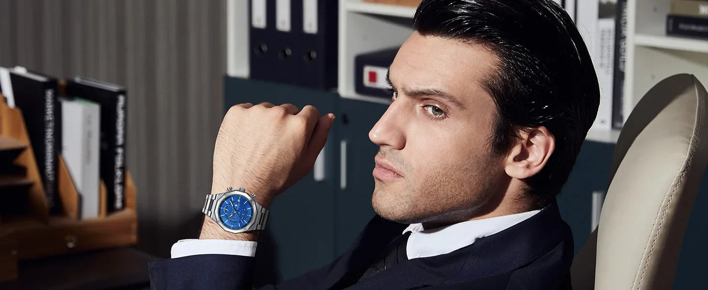 SAPHERO Orologio Cronografo Uomo al Quarzo 5ATM Impermeabile Acciaio Inox con Data, Regalo Perfetto per Padre, Marito, Fidanzato per Natale, Compleanno, San Valentino