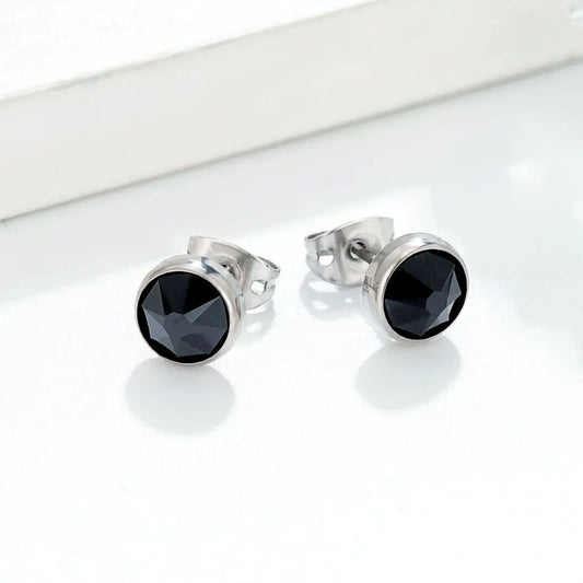 Orecchini Ipoallergenici in Titanio G23 per Uomo e Donna, con Cristalli Neri, 3mm 4mm 5mm 8mm