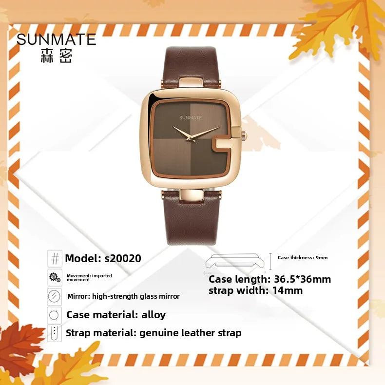 Elegante orologio da donna con movimento al quarzo in stile minimalista nordico ultrasottile con cinturino in vera pelle alla moda e confezione regalo