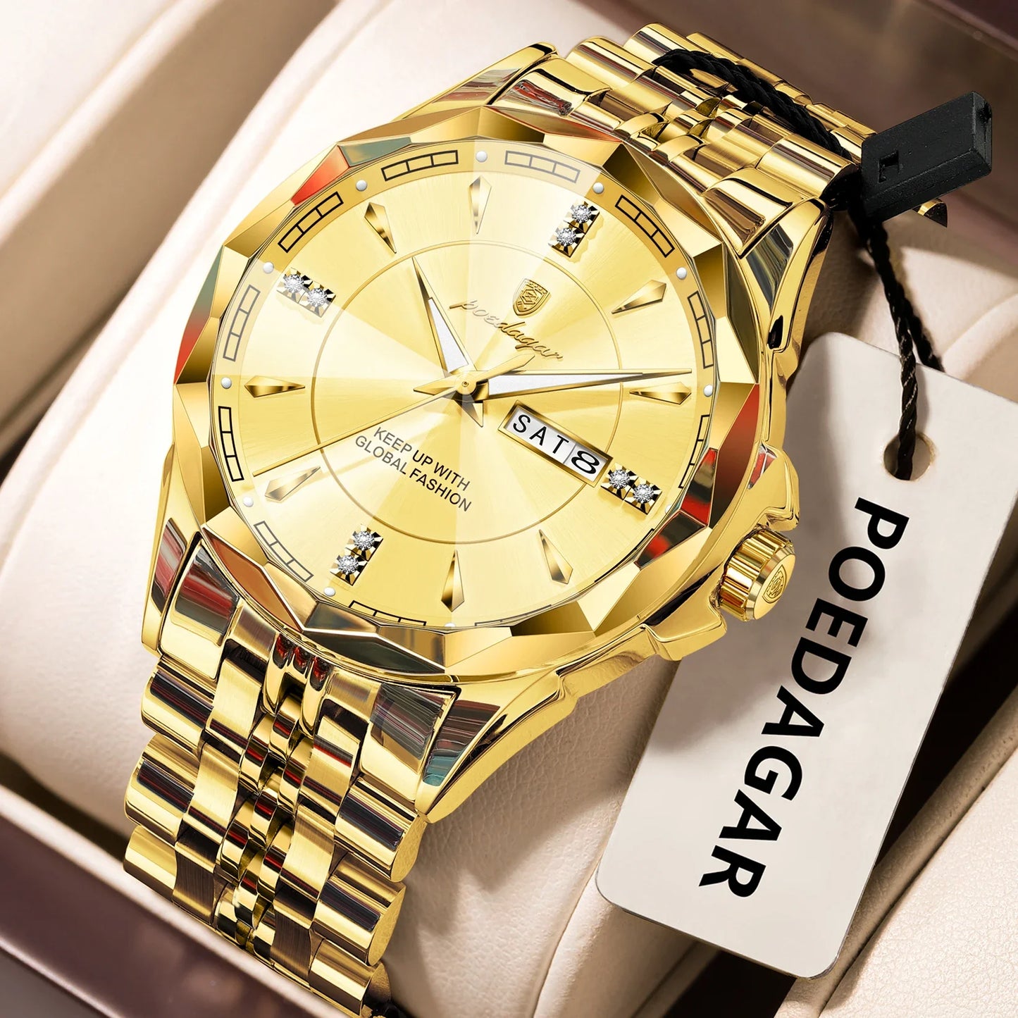 POEDAGAR Orologio da uomo di moda di lusso Top Business Impermeabile luminoso Data Settimana Orologi da uomo Orologio da polso da uomo in acciaio inossidabile al quarzo