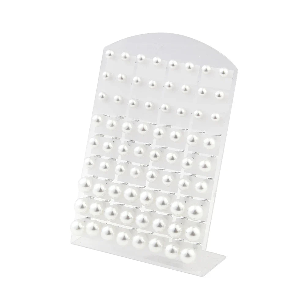36 paia/set orecchini a bottone con perle finte rotonde bianche con gioielli in acciaio inossidabile con perline da 6 8 10 mm
