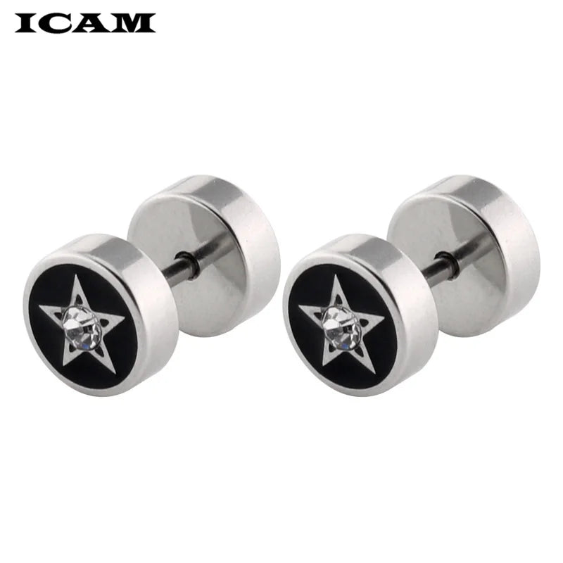 ICAM Orecchini in acciaio inossidabile al titanio medico stile punk Donna Uomo Bilanciere Manubri Punk Gotico Orecchino penetrante per uomo