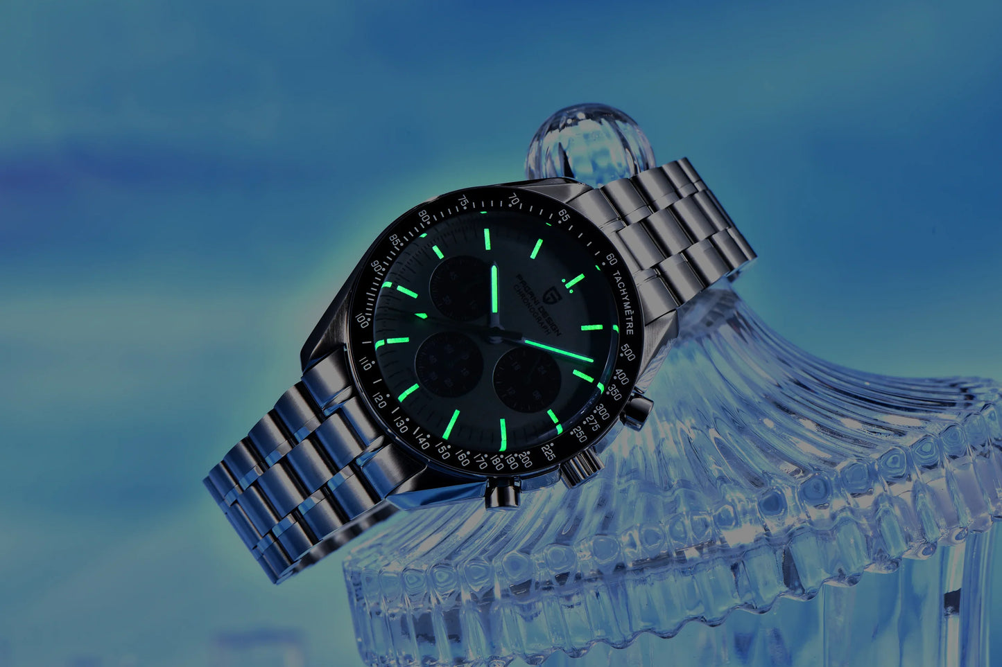 PAGANI DESIGN 500 Orologio da Uomo di Lusso con Cronografo Sportivo, Quadrante Tondo, Vetro Zaffiro AR, Movimento Giapponese, Acciaio 316L, Luminoso