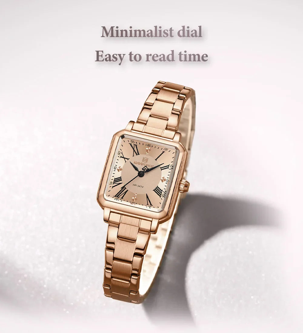NAVIFORCE Orologio da donna alla moda per donna Orologio da polso da donna casual impermeabile al quarzo in acciaio inossidabile da regalare alla fidanzata 2025