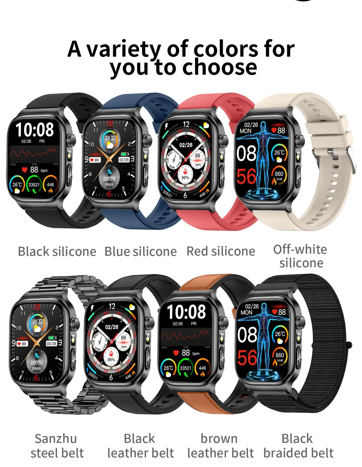 2026 Nuovo Misurazione Accurata Salute Smart Watch ECG + PPG Acido Urico Pressione Sanguigna Lipidi Nel Sangue Chiamata BT Smartwatch Per Le Donne Degli Uomini