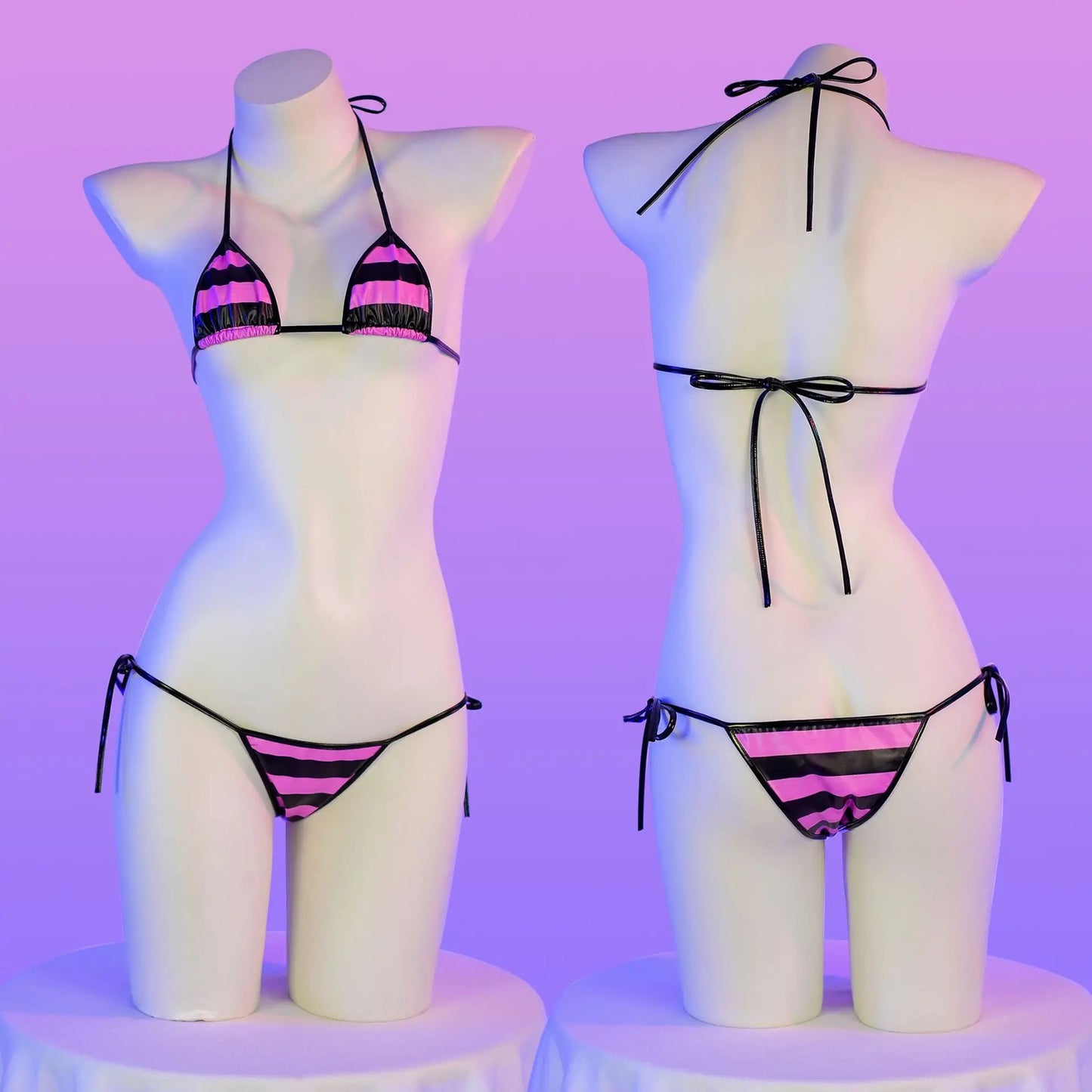 Set bikini in pelle con stampa a strisce classiche Nuovo costume da bagno sexy con fasciatura Costumi da bagno donna Costumi da bagno estivi Costume da bagno taglio alto