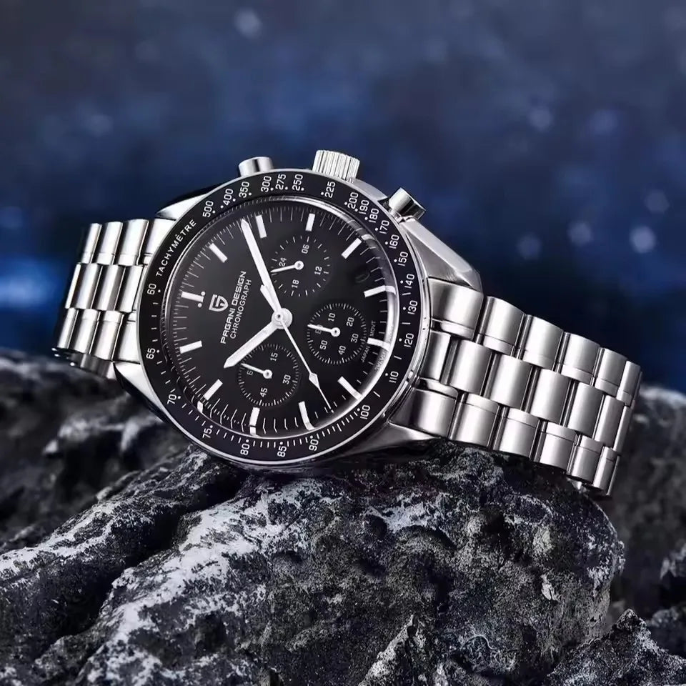 PAGANI DESIGN 500 Orologio da Uomo di Lusso con Cronografo Sportivo, Quadrante Tondo, Vetro Zaffiro AR, Movimento Giapponese, Acciaio 316L, Luminoso