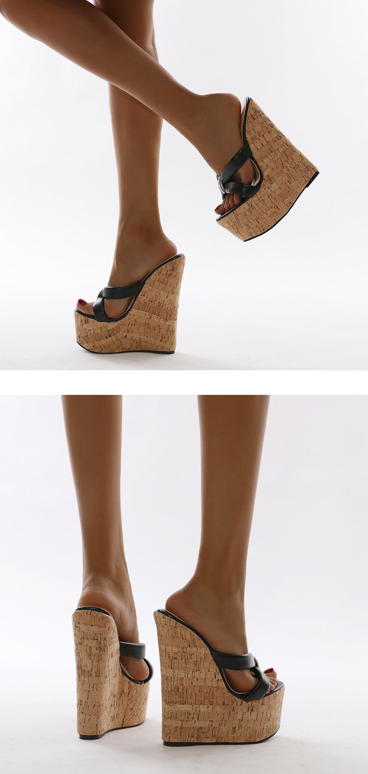Aneikeh Wedges Heel Women Slippers Fashion Open Toe Platform Sandals Summer Super High Heels Female Party Shoes Size 35-42