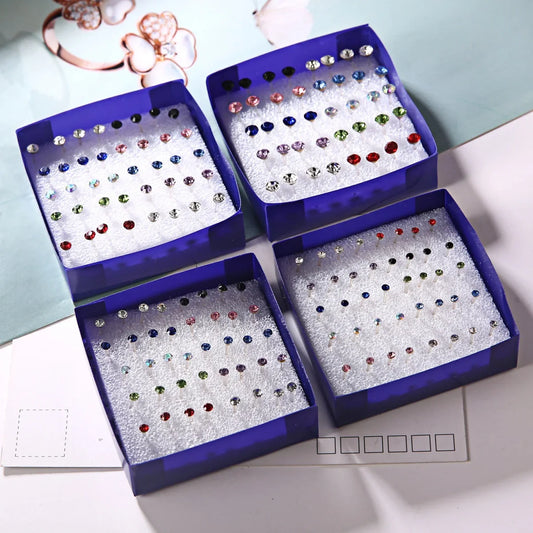 20 paia di orecchini a bottone con strass multicolori per donna uomo orecchini piercing rotondi in cristallo minimalista gioielli quotidiani per feste