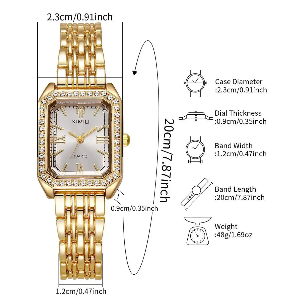 Orologi da donna rettangolari alla moda Orologio da donna al quarzo con strass Orologio da polso con cinturino Reloj Mujer (senza scatola)