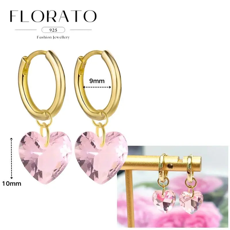Lussuosa geometria 925 orecchio in argento sterling Ago rosa serie zircone orecchini a cerchio pendenti dolce moda regali di gioielli da sposa