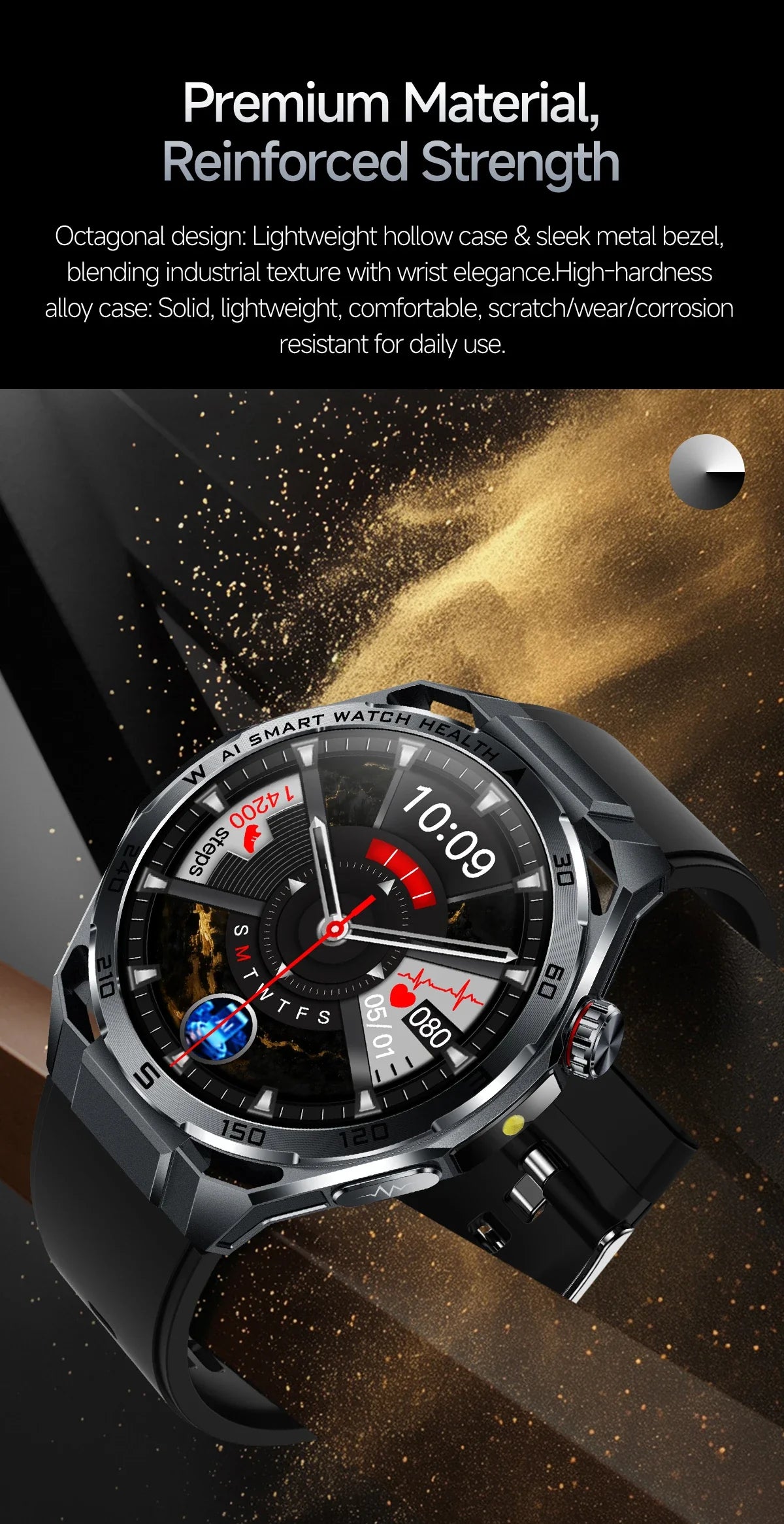 Nuovo Smartwatch 2026 con Analisi del Grasso Corporeo ECG+PPG, Acido Urico, Pressione Sanguigna, Ossigeno nel Sangue, Chiamate Bluetooth, Orologio Sportivo Intelligente per Uomini e Donne