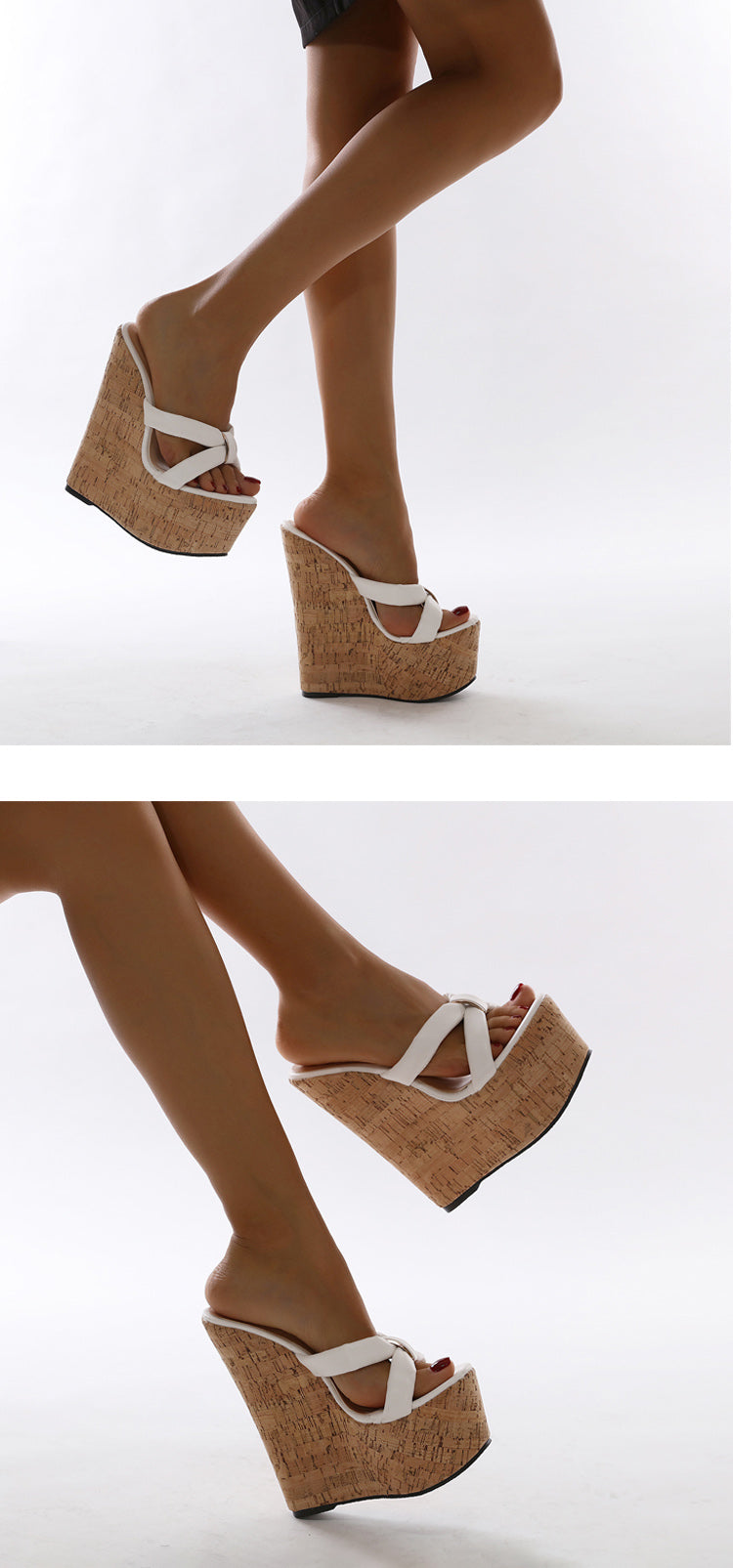 Aneikeh Wedges Heel Women Slippers Fashion Open Toe Platform Sandals Summer Super High Heels Female Party Shoes Size 35-42