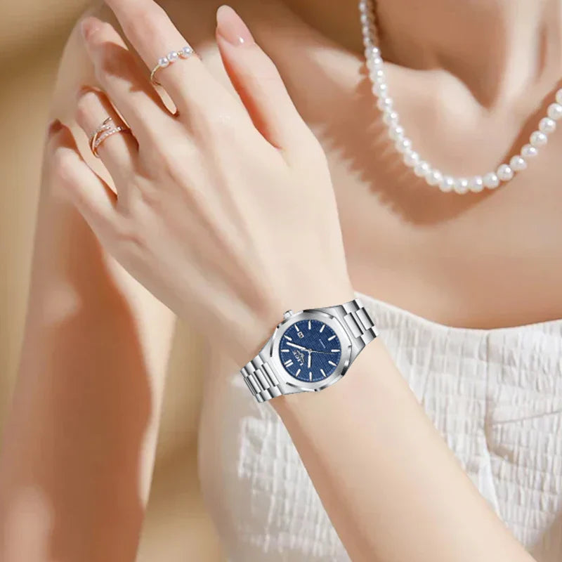 LIGE Orologio da donna elegante e lussuoso, orologio classico alla moda con data automatica, cinturino in acciaio inossidabile, orologi luminosi impermeabili per donna, regalo per signora