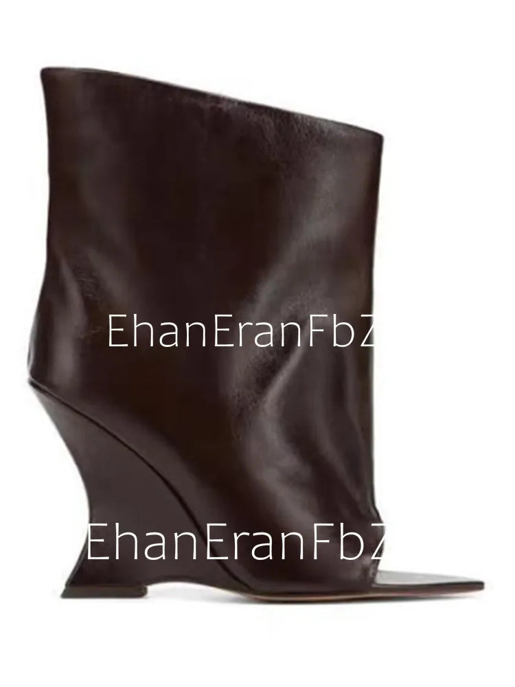 2025Ladies' Spring and Summer New Fish Mouth Slope High Heel Knee Boots, Fashionable Pointed Fashion Show Medium Cool Boots