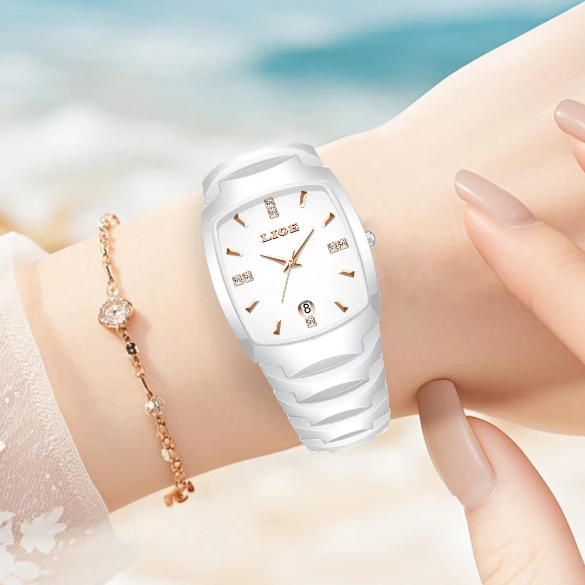 LIGE Orologio da Donna di Lusso alla Moda, Elegante e Semplice, in Acciaio Inossidabile, Casual, al Quarzo, con Calendario, Regalo Romantico per Signore, Novità