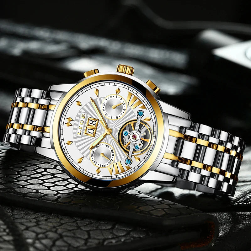 Orologi da Polso Meccanici Automatici LIGE 2026 per Uomo, Marca di Lusso, Orologio da Uomo con Tourbillon, Moda Business, Impermeabile