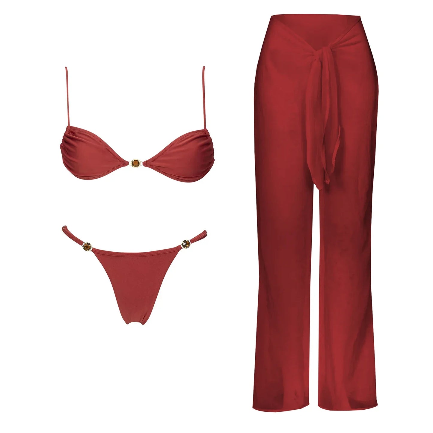 Diamond Bikini 2025 Costume da bagno donna sexy Costumi da bagno femminili Micro bikini Set costume da bagno a fascia Beachwear Rosso brasiliano Biquini