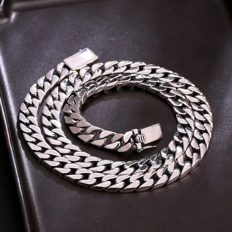 100% S925 Collana in argento sterling Bracciale Punk S925 Gioielli in argento Non sbiadisce mai Carry certificato Uomo Donna Gioielli Regali
