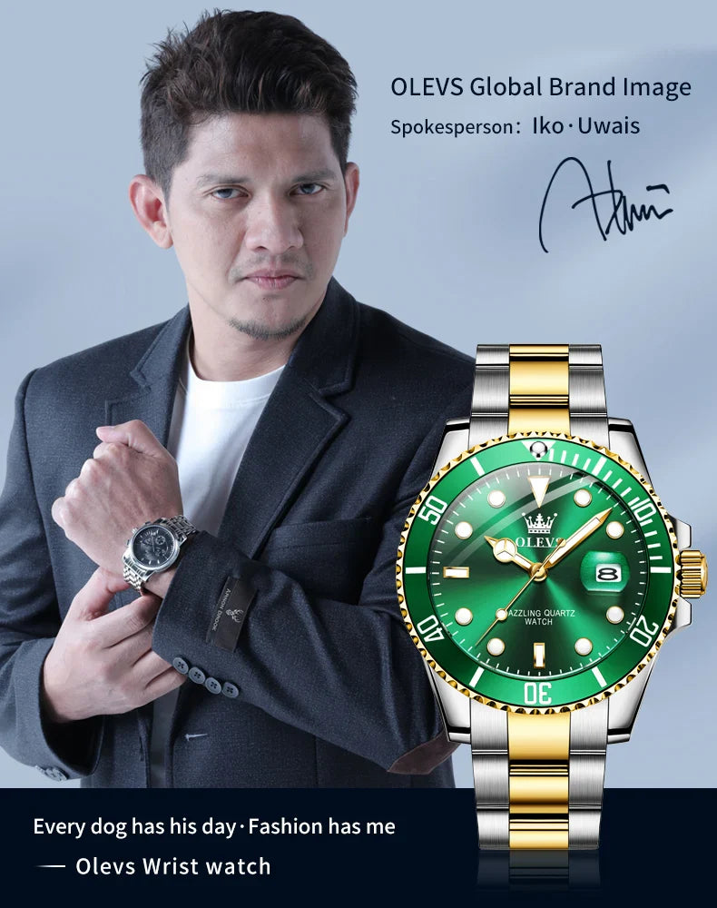 OLEVS 5885 Orologio da uomo Orologio al quarzo impermeabile di marca originale Cinturino in acciaio inossidabile Data automatica Orologi da regalo da uomo per uomo